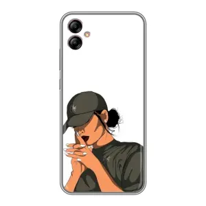 Силиконовый Чехол на Samsung Galaxy A04e (A042) с картинкой Стильных Девушек (В зеленом)
