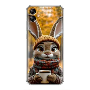 Печатный чехол «Зверята с кофе» для Samsung Galaxy A04e (A042) (Зайчик с кофе)