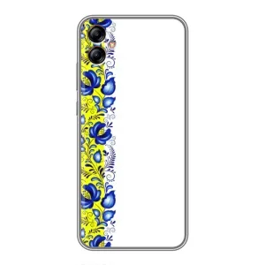 Силиконовый Чехол на Samsung Galaxy A04e (A042) с картинкой Вышиванки (Желто-синяя вышиванка)
