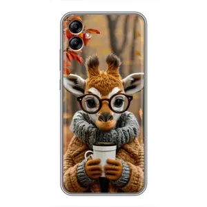 Печатный чехол «Зверята с кофе» для Samsung Galaxy A04e (A042) (Жираф с кофе)