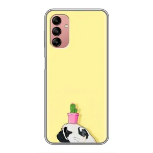 Бампер для Samsung Galaxy A04s с картинкой "Песики" (Кактус на голове)