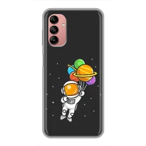 Силиконовый Чехол с принтом "Космонавты" на Samsung Galaxy A04s (Космонавт с шариками)