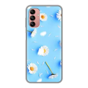 Чехол с Цветами для Samsung Galaxy A04s (ромашки на голубом)