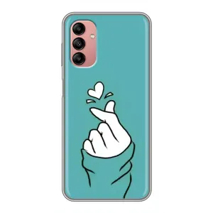 Чехлы (Знак сердечка) на Samsung Galaxy A04s (Сердечко на бирюзовом)
