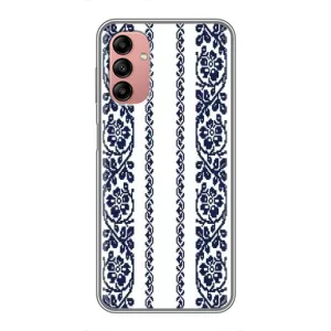 Силиконовый Чехол на Samsung Galaxy A04s с картинкой Вышиванки (Синяя вышиванка)
