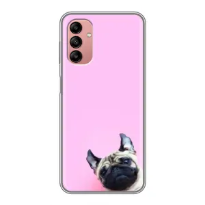 Бампер для Samsung Galaxy A04s с картинкой "Песики" (Собака на розовом)
