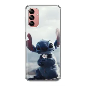 Чехол с рисунком Стич для Samsung Galaxy A04s (Стич с цветочком)