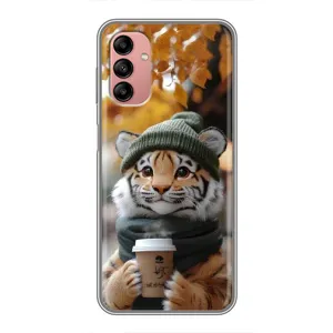 Печатный чехол «Зверята с кофе» для Samsung Galaxy A04s (Тигр с кофе)