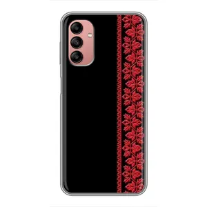 Силиконовый Чехол на Samsung Galaxy A04s с картинкой Вышиванки (Вышиванка на черном)