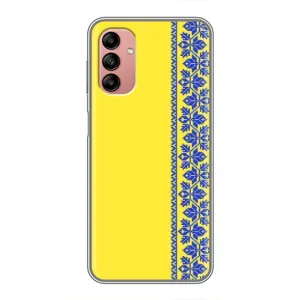 Силиконовый Чехол на Samsung Galaxy A04s (Вышиванка на желтом)
