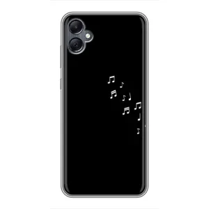 Чехол с картинками на черном фоне для Samsung Galaxy A05 (Ноты)