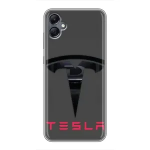Силіконовий бампер з картинкою машини на Samsung Galaxy A05 (Logo TESLA)