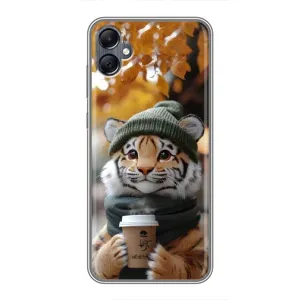 Печатный чехол «Зверята с кофе» для Samsung Galaxy A05 (Тигр с кофе)