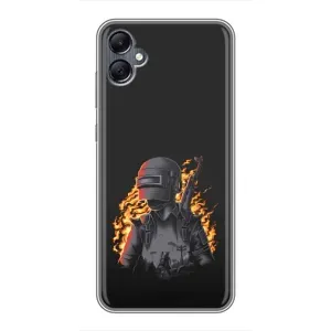 Силиконовый чехол с картинкой "Герой Pubg" на Samsung Galaxy A05 (В огне)