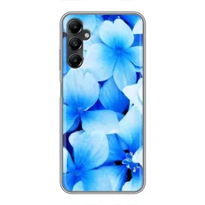 Силиконовый бампер с принтом (цветочки) на Самсунг А05s (Синие цветы)