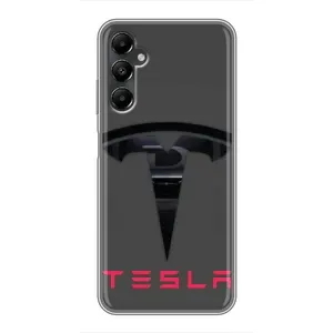 Силиконовый бампер с картинкой машины на Samsung Galaxy A05s (Logo TESLA)