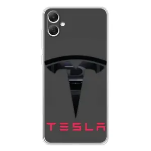 Силіконовий бампер з картинкою машини на Samsung Galaxy A06 (Logo TESLA)