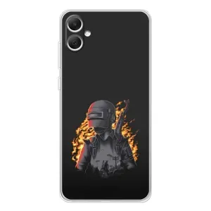 Силиконовый чехол с картинкой "Герой Pubg" на Samsung Galaxy A06 (В огне)