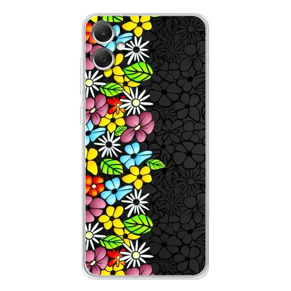 Чехол с рисунком «Яркие цветы на черном» для Samsung Galaxy A06 Чехол с рисунком «Яркие цветы на черном» для Samsung Galaxy A06