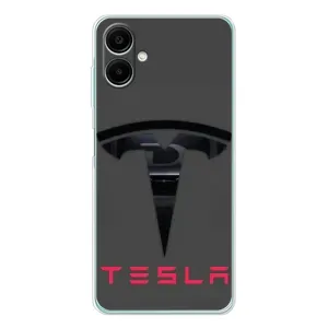 Силіконовий бампер з картинкою машини на Samsung Galaxy A07 (Logo TESLA)