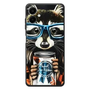 Силиконовый Чехол с Енотами на Samsung Galaxy A07s (Енот в очках)