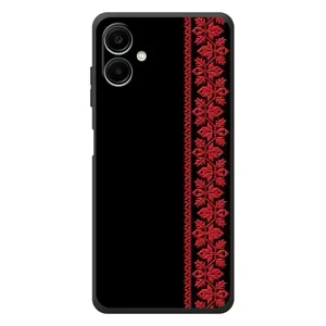 Силиконовый Чехол на Samsung Galaxy A08 (Красная Вышиванка)