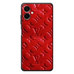 Текстурный Чехол Louis Vuitton для Самсунг Галакси А08 (Красный ЛВ)