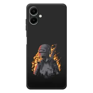 Силиконовый чехол с картинкой "Герой Pubg" на Samsung Galaxy A08 (В огне)