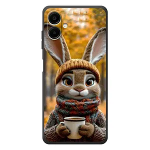 Друкований чохол 'Звірята з кавою' для Samsung Galaxy A08 (Зайчик з кавою)