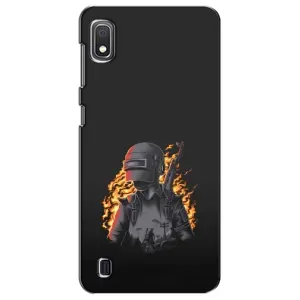 Силиконовый чехол с картинкой "Герой Pubg" на Samsung Galaxy A10 2019 (A105F) (В огне)