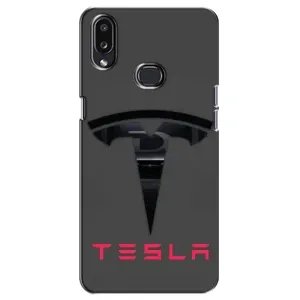 Силиконовый бампер с картинкой машины на Samsung Galaxy A10s (A107) (Logo TESLA)