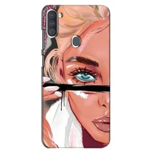 Силиконовый Чехол на Samsung Galaxy A11 (A115) с картинкой Стильных Девушек (Девушка и ресницы)