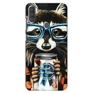 Силиконовый Чехол с Енотами на Samsung Galaxy A11 (A115) (Енот в очках)