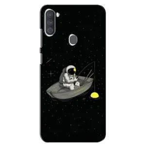 Силиконовый Чехол с принтом "Космонавты" на Samsung Galaxy A11 (A115) (Космонавт на рыбалке)