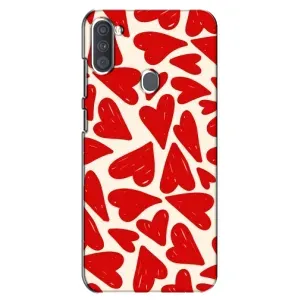 Чехлы с тематикой "Маленькие Сердечки" на Samsung Galaxy A11 (A115) (Красные сердечка)