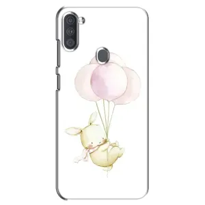 Силиконовый бампер с картинкой животных для Samsung Galaxy A11 (A115) (Кролик и шарики)
