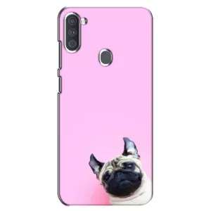 Бампер для Samsung Galaxy A11 (A115) с картинкой "Песики" (Собака на розовом)