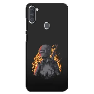 Силиконовый чехол с картинкой "Герой Pubg" на Samsung Galaxy A11 (A115) (В огне)