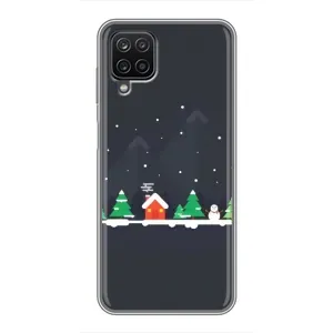 Силиконовый бампер на рождество для Samsung Galaxy A12 (Город зимний)