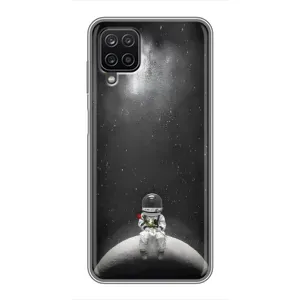 Силіконовый Чохол з принтом "Космонавти" на Samsung Galaxy A12 (Космонавт романтик)