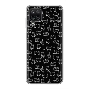 Чехол на тематику: Коты для Samsung Galaxy A12 (Котики на черном)