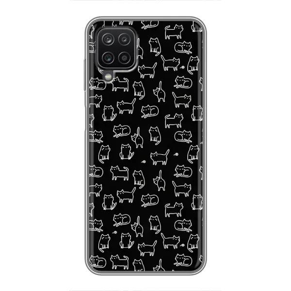 Чехол с рисунком «Котики на черном» для Samsung Galaxy A12 Чехол с рисунком «Котики на черном» для Samsung Galaxy A12