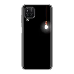 Чехол с картинками на черном фоне для Samsung Galaxy A12 (Лампочка)