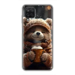 Друкований чохол 'Звірята з кавою' для Samsung Galaxy A12 (Ведмедик з кавою)