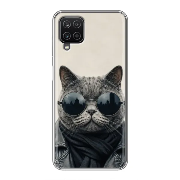 Чехол с рисунком «Модный кот» для Samsung Galaxy A12 Чехол с рисунком «Модный кот» для Samsung Galaxy A12