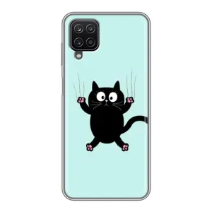 Силиконовый чехол с котиком для Samsung Galaxy A12 (Падающий кот)