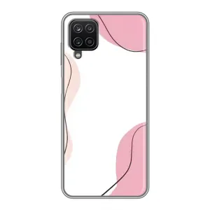 Чохол квітковий дизайн для Samsung Galaxy A12 (Рожевий фон)