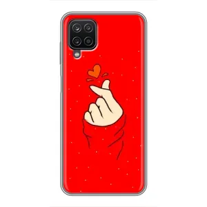 Чехлы (Знак сердечка) на Samsung Galaxy A12 (Сердце на красном)