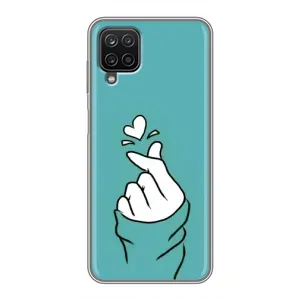 Чехлы (Знак сердечка) на Samsung Galaxy A12 (Сердечко на бирюзовом)