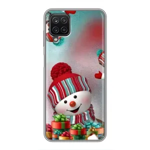 Чехлы на Новый Год Samsung Galaxy A12 (Снеговик в шапке)